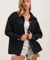 20192 Oversize Gabardin Gömlek Ceket - Siyah