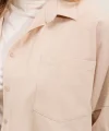 20213 Oversize Kısa Kol Basic Gömlek  Krem