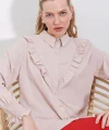 20223 Fırfırlı Uzun Kol Gömlek  Bej