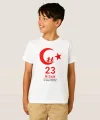 23 Nisan Çocuk Bayramı Baskılı Özel T-shirt - Beyaz