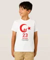 23 Nisan Çocuk Bayramı Baskılı Özel T-shirt - Beyaz