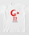 23 Nisan Çocuk Bayramı Baskılı Özel T-shirt - Beyaz