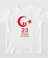 23 Nisan Çocuk Bayramı Baskılı Özel T-shirt - Beyaz