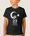 23 Nisan Çocuk Bayramı Baskılı Özel T-shirt - Siyah
