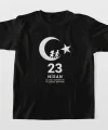 23 Nisan Çocuk Bayramı Baskılı Özel T-shirt - Siyah