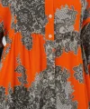 2423 Otantik Desenli Tesettür Elbise - E. Turuncu