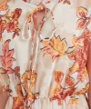 2503 Desenli Sıfır Kol Şifon Elbise  Kiremit