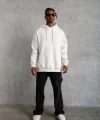 3 İplik Kapşonlu Sweatshirt Hoodie - Beyaz