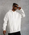 3 İplik Kapşonlu Sweatshirt Hoodie - Beyaz