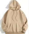 3 İplik Pamuklu Unisex Kapşonlu Sweetshirt - Bej