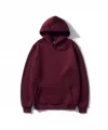 3 İplik Pamuklu Unisex Kapşonlu weetshirt  Bordo