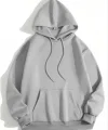 3 İplik Pamuklu Unisex Kapşonlu weetshirt  Gri