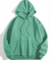 3 İplik Pamuklu Unisex Kapşonlu weetshirt  int Yeşili