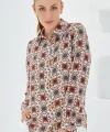 3721 Grafik Desenli Gömlek  Turuncu