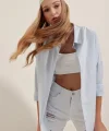 3900 Oversize Uzun Basic Gömlek  Açık Mavi