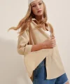 3900 Oversize Uzun Basic Gömlek  Bej