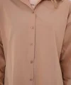 3900 Oversize Uzun Basic Gömlek  Camel