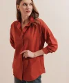 3900 Oversize Uzun Basic Gömlek  Kiremit