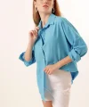 3900 Oversize Uzun Basic Gömlek  Koyu Mavi