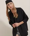 3900 Oversize Uzun Basic Gömlek  Siyah