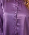3964 Hafif Dökümlü Saten Gömlek - Mor