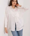 3985 Oversize Saten Gömlek  Bej