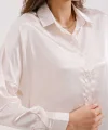 3985 Oversize Saten Gömlek  Bej