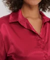 3985 Oversize Saten Gömlek  Bordo