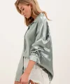 3985 Oversize Saten Gömlek  Çağla