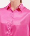 3985 Oversize Saten Gömlek  Fuşya