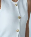 4 Düğmeli Yelek  Ekru