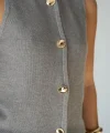 4 Düğmeli Yelek  Gri