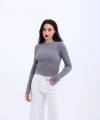 4211 TRİKO SAÇ ÖRGÜ KAZAK-GRİ
