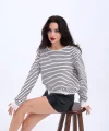4215 TRİKO ÇİZGİLİ SALAŞ KAZAK-EKRU-SİYAH