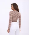 42211 TRİKO ÇİZGİLİ CROP-VİZON-KREM