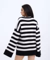 42291 TRİKO ÇİZGİLİ SALAŞ KAZAK-SİYAH-EKRU