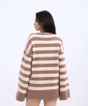 42291 TRİKO ÇİZGİLİ SALAŞ KAZAK-VİZON-KREM
