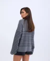 42351 TRİKO SIFIR YAKA ÇİZGİLİ SALAŞ-GRİ-SİYAH