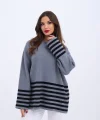 42381 TRİKO ÇİZGİLİ KAZAK-ANTRASİT-SİYAH