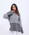 42381 TRİKO ÇİZGİLİ KAZAK-GRİ-ANTRASİT