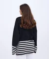 42381 TRİKO ÇİZGİLİ KAZAK-SİYAH-EKRU
