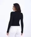42491 TRİKO SAÇ ÖRGÜ CROP KAZAK-SİYAH