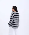 43111 TRİKO ÇİZGİLİ SALAŞ KAZAK-GRİ-SİYAH