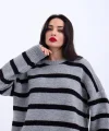 43111 TRİKO ÇİZGİLİ SALAŞ KAZAK-GRİ-SİYAH