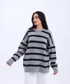 43111 TRİKO ÇİZGİLİ SALAŞ KAZAK-GRİ-SİYAH