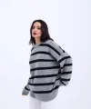 43111 TRİKO ÇİZGİLİ SALAŞ KAZAK-GRİ-SİYAH