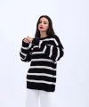 43111 TRİKO ÇİZGİLİ SALAŞ KAZAK-SİYAH-EKRU