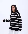 43111 TRİKO ÇİZGİLİ SALAŞ KAZAK-SİYAH-EKRU