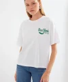 4318 Baskılı Basic Tişört - Beyaz