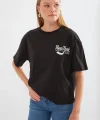 4318 Baskılı Basic Tişört - Siyah